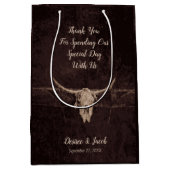 ウェスタン素朴ブルスカルの結婚カントリーテクスチャ ミディアムペーパーバッグ (正面)