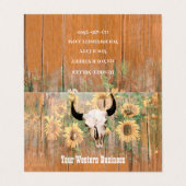 ウェスタン素朴ブルスカルひまわり木のテクスチャ 名刺 (外部フラット)