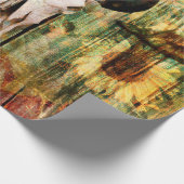 ウェスタン素朴ブルスカルカントリーサンフラワー ラッピングペーパー (角)