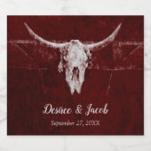 ウェスタン素朴ブルスカルカントリーブルガンディテクスチャ スパークリングワインラベル (シングルラベル)