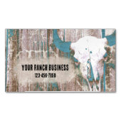 ウェスタン素朴ブルスカルティール(緑がかった色)ブラウンテクスチャ マグネット名刺 (正面)