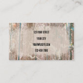 ウェスタン素朴ブルスカルティール(緑がかった色)ブラウンテクスチャ 名刺 (裏面)