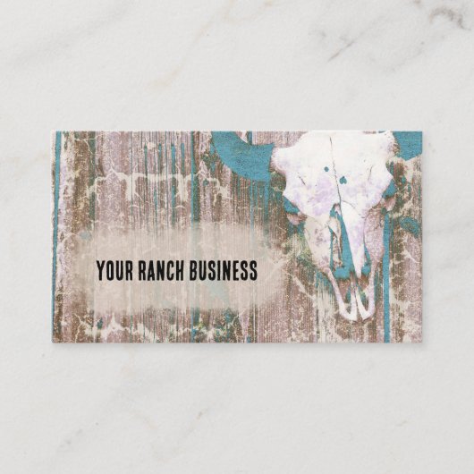 ウェスタン素朴ブルスカルティール(緑がかった色)ブラウンテクスチャ 名刺 (正面)