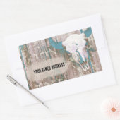 ウェスタン素朴ブルスカルティール（緑がかった色）ブラウンテクスチャ 長方形シール (封筒)