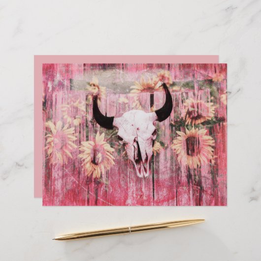 ウェスタン素朴ブルスカルピンクイエローサンフラワー (正面/裏面インサイチュ)