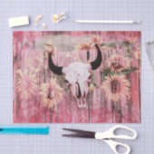 ウェスタン素朴ブルスカルピンクイエローサンフラワー 薄葉紙 (クラフト)