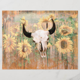 ウェスタン素朴ブルスカルブラウンイエローサンフラワー