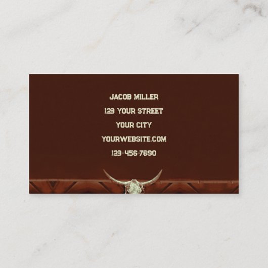 ウェスタン素朴ブルスカルブラウンカントリーロードオ 名刺 (裏面)