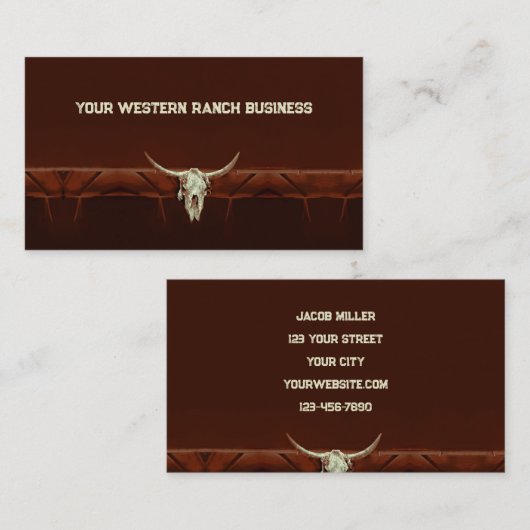 ウェスタン素朴ブルスカルブラウンカントリーロードオ 名刺 (正面/裏面)