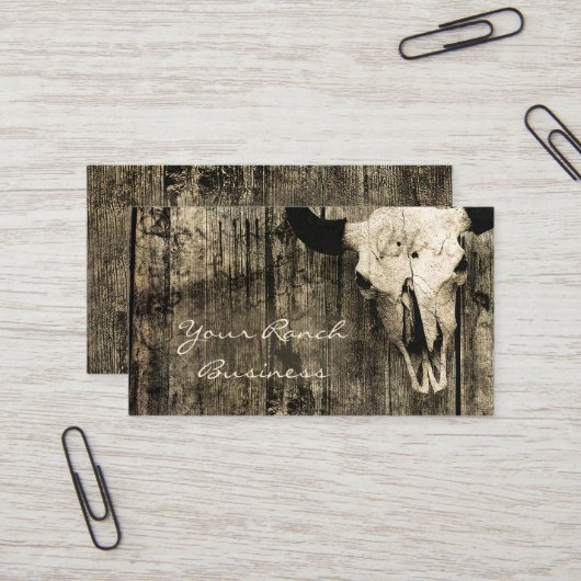 ウェスタン素朴ブルスカルブラウンヴィンテージバーン 名刺 (正面/裏面インサイチュ)