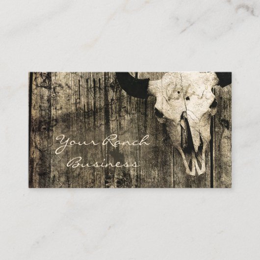 ウェスタン素朴ブルスカルブラウンヴィンテージバーン 名刺 (正面)