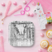 ウェスタン素朴ブルスカルホワイト動揺してヴィンテージ ペーパープレート (パーティー)