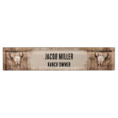 ウェスタン素朴ブルスカルヴィンテージテクスチャ デスクネームプレート (正面)