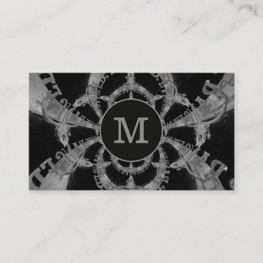 ウェスタン素朴ブルスカル白黒モノグラム 名刺 (正面)