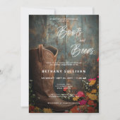 ウェスタン素朴ブーツ&ビアーズブライダルシャワー 招待状 (正面)