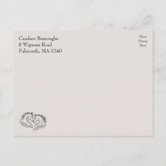 ウェスタン素朴ホースエレガントカントリーバチェロレッテ インビテーションポストカード (裏面)