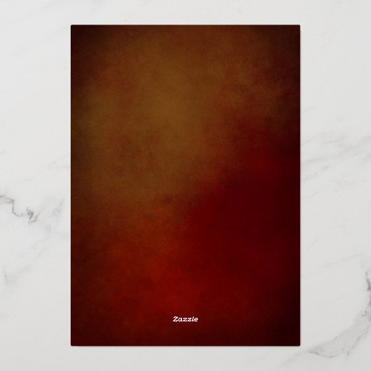 ウェスタン素朴ホースシューズハートブルゴーニュ&金ゴールド 箔招待状 (裏面)