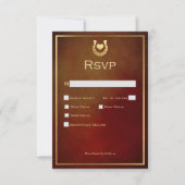 ウェスタン素朴ホースシューバーガンディ&金ゴールドディナー 出欠カード (正面)