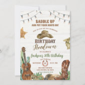 ウェスタン素朴ホームダウンカウボーイバースデーパーティー 招待状 (正面)
