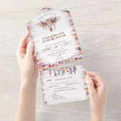 ウェスタン素朴ボホフローラカウスカル オールインワン招待状 (貼ってはがせる)