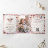 ウェスタン素朴ボホフローラカウスカル 三つ折り招待状 (内部)