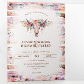 ウェスタン素朴ボホフローラカウスカル 三つ折り招待状 (内部最初)