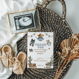 ウェスタン素朴ボホリトルカウボーイベビーシャワー サンキューカード