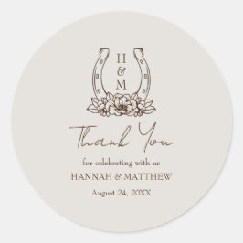 ウェスタン素朴ボホ蹄鉄結婚の感謝 ラウンドシール