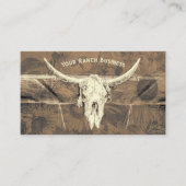 ウェスタン素朴ライトブラウンサンフラワーズブルスカル 名刺 (正面)