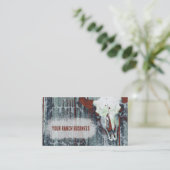 ウェスタン素朴ラストブラウングレーテクスチャブルスカル 名刺 (スタンド正面)