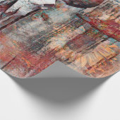 ウェスタン素朴ラストブラウンブルスカルヒマワリ ラッピングペーパー (角)