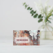 ウェスタン素朴ラストブラウンブルスカルヒマワリ 名刺 (スタンド正面)