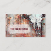 ウェスタン素朴ラストブラウンブルスカルヒマワリ 名刺 (正面)