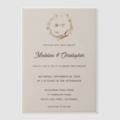 ウェスタン素朴ランチモノグラム結婚ズ ベラム紙招待状 (正面)