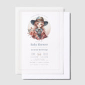 ウェスタン素朴リトル女性のカーボーイベビーシャワー ベラム紙招待状 (オフセット)