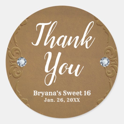 ウェスタン素朴レザーデニム&ダイヤモンドパーティー ラウンドシール