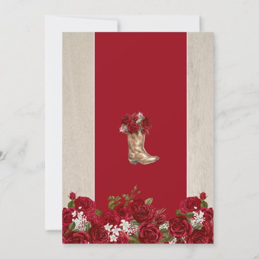 ウェスタン素朴レッドローズフローラチャロキンセアニェラ 招待状 (裏面)