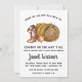 ウェスタン素朴ロデオカウボーイベビーシャワー招待状 招待状