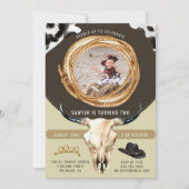 ウェスタン素朴ロデオカウボーイ誕生日パーティー 招待状 (正面)