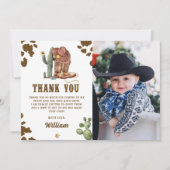 ウェスタン素朴ロデオカウボーイ誕生日写真 サンキューカード (正面)