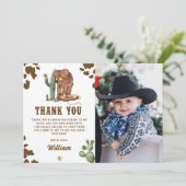 ウェスタン素朴ロデオカウボーイ誕生日写真 サンキューカード (スタンド正面)