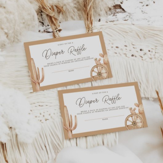 ウェスタン素朴ロデオ赤ちゃんシャワーおむつラッフル エンクロージャーカード