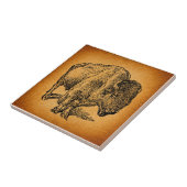 ウェスタン素朴ワイルドバッファローバイソンアンティークアート タイル (側面)