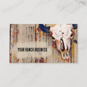 ウェスタン素朴ヴィンテージブラウンブルスカルアート 名刺 (正面)