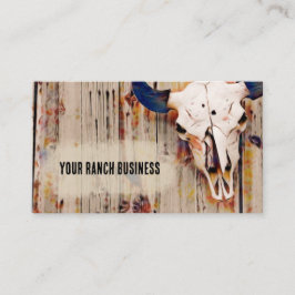 ウェスタン素朴ヴィンテージブラウンブルスカルアート 名刺