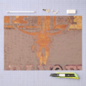 ウェスタン素朴ヴィンテージブルスカルオレンジスクリプト 薄葉紙 (クラフト)