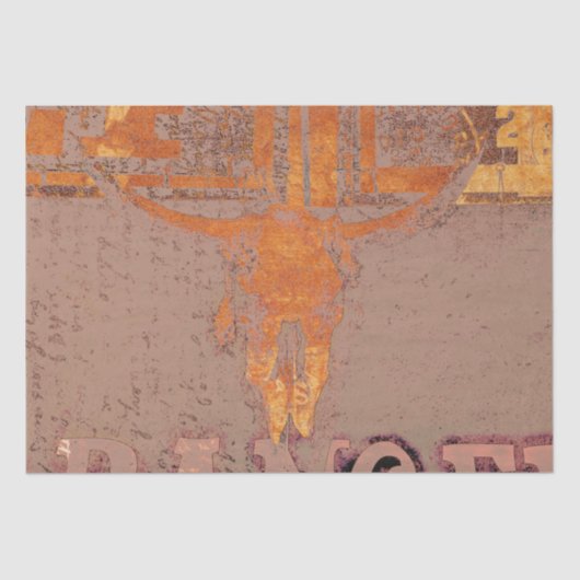 ウェスタン素朴ヴィンテージブルスカルオレンジスクリプト 薄葉紙 (正面)