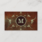 ウェスタン素朴ヴィンテージモノグラムブラウンブルスカル 名刺 (正面)