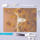 ウェスタン素朴ヴィンテージ秋サンフラワーズブルスカル 薄葉紙 (クラフト)