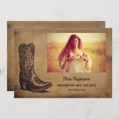 ウェスタン素朴卒業写真 セーブザデート (正面/裏面)